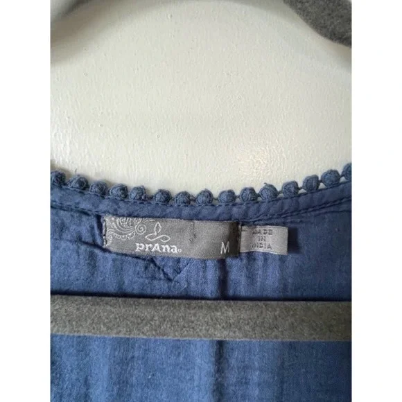 Prana Women's Kendell Eyelet Blue Cotton Mini Dress Medium - Picture 5 of 15